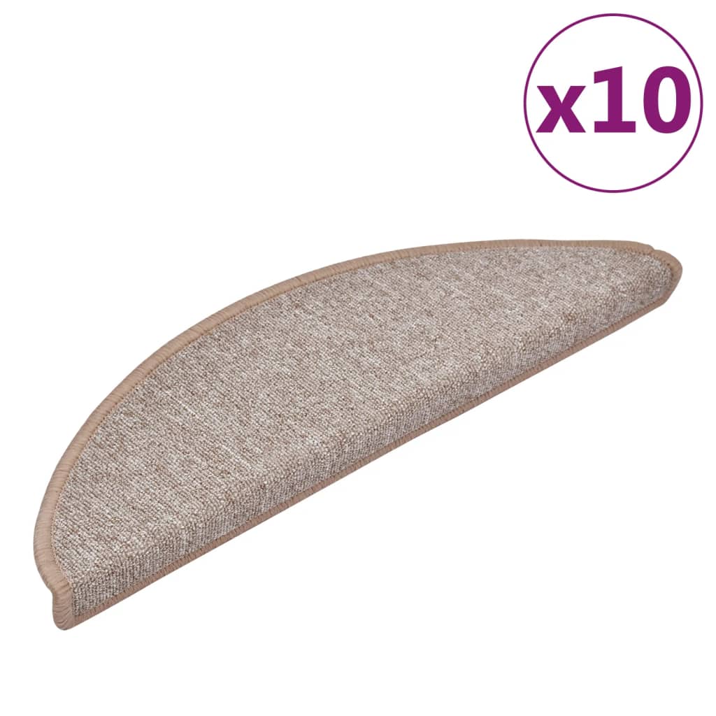 trappemåtter 10 stk. 56x17x3 cm lysebrune halvrunde