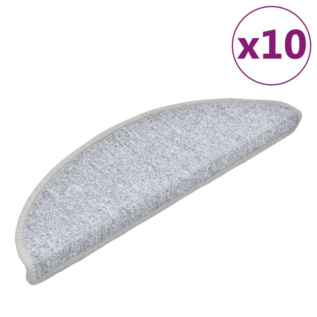 trappemåtter 10 stk. 56x17x3 cm lysegrå halvrunde