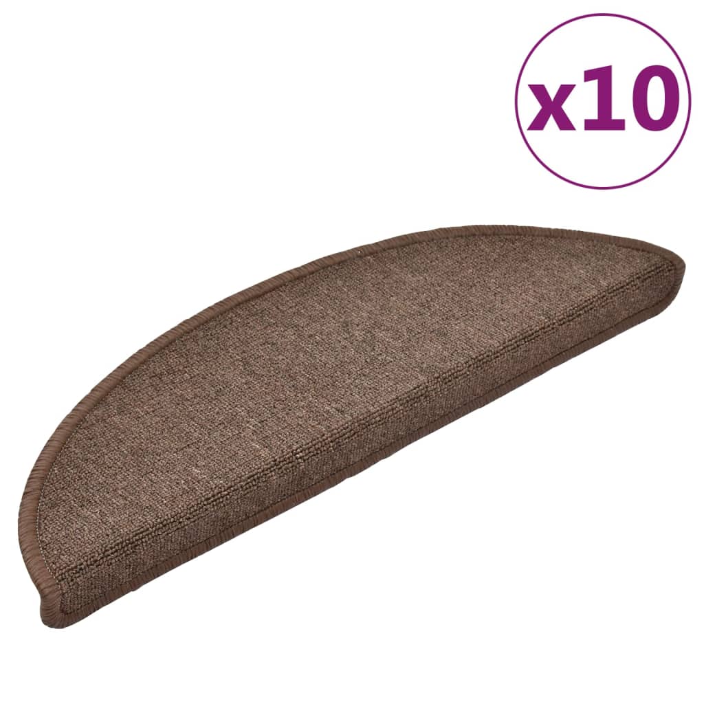 trappemåtter 10 stk. 56x17x3 cm kaffebrune halvrund