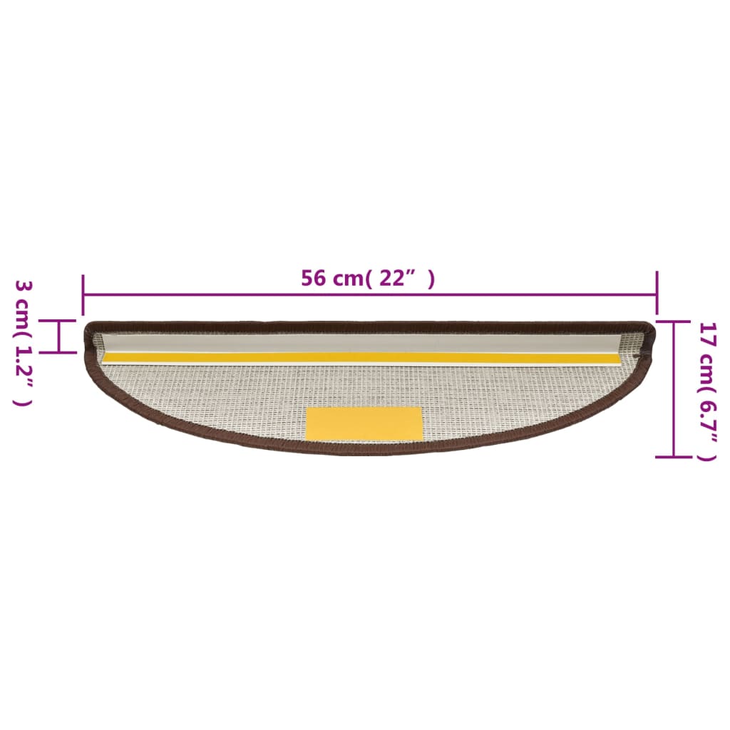 trappemåtter 10 stk. 56x17x3 cm kaffebrune halvrund