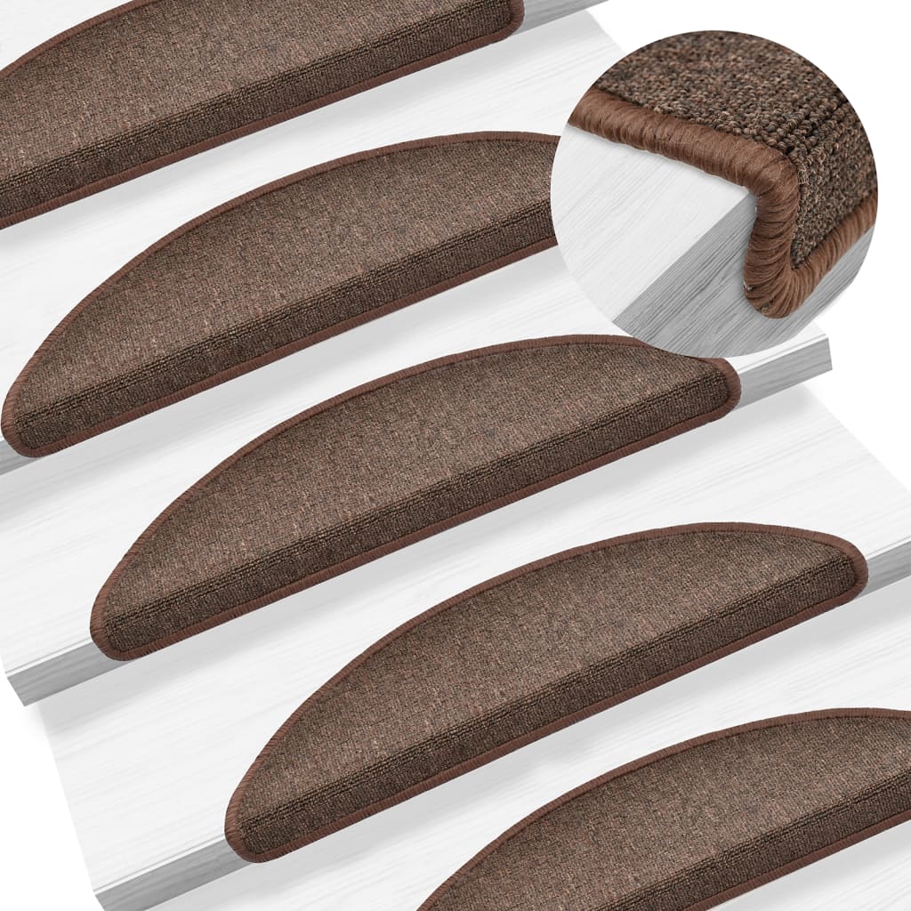 trappemåtter 10 stk. 56x17x3 cm kaffebrune halvrund