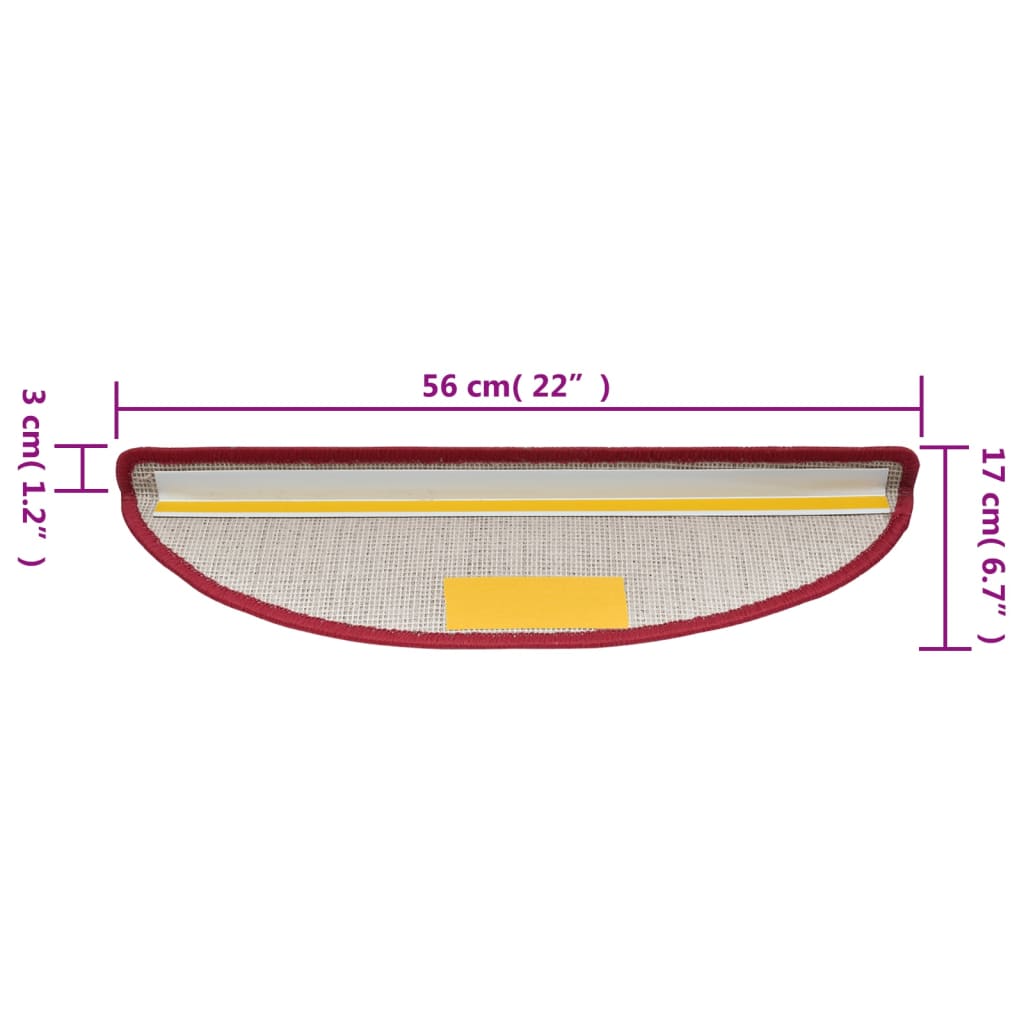 trappemåtter 10 stk. 56x17x3 cm rød halvrund