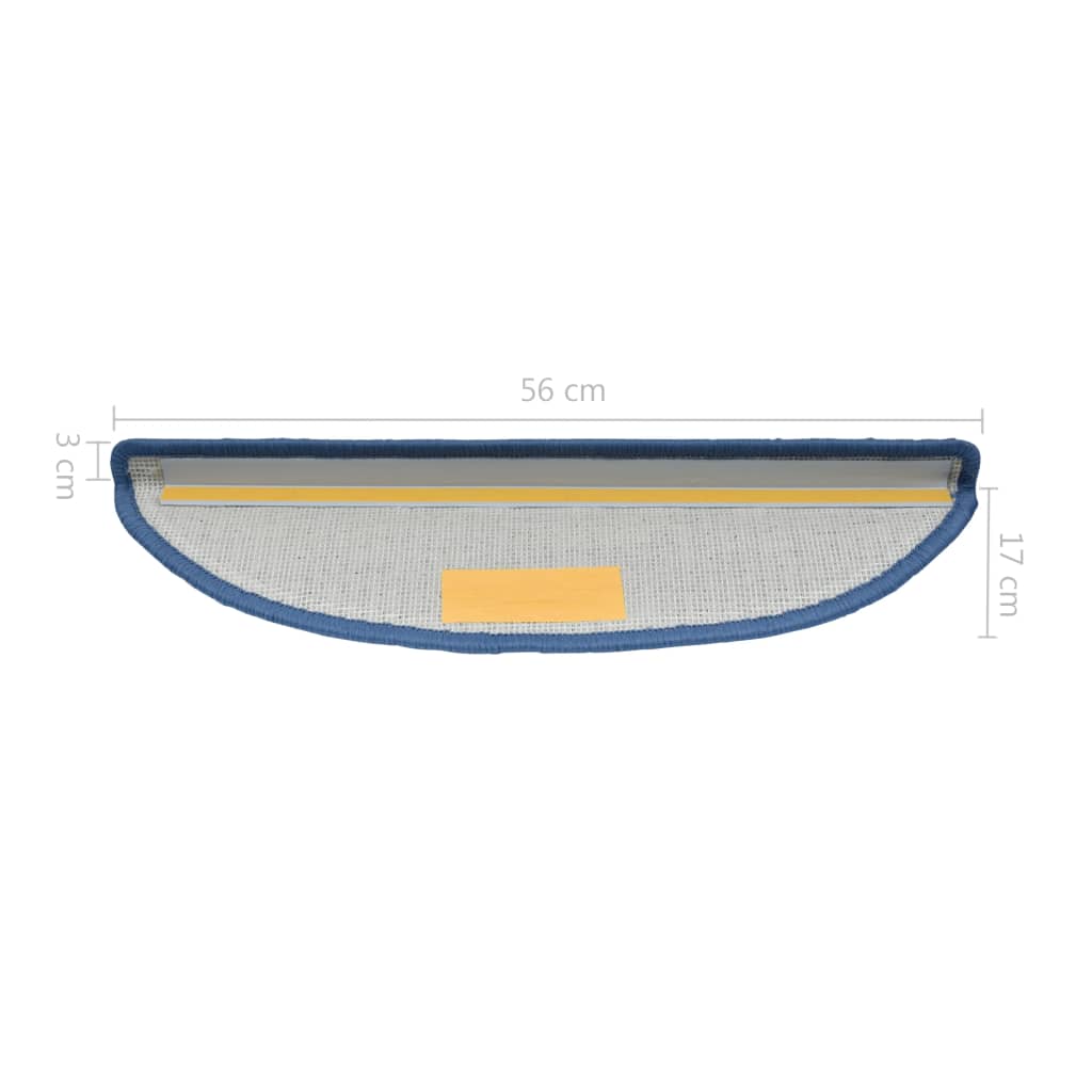trappemåtter 10 stk. 56x17x3 cm blå halvrund