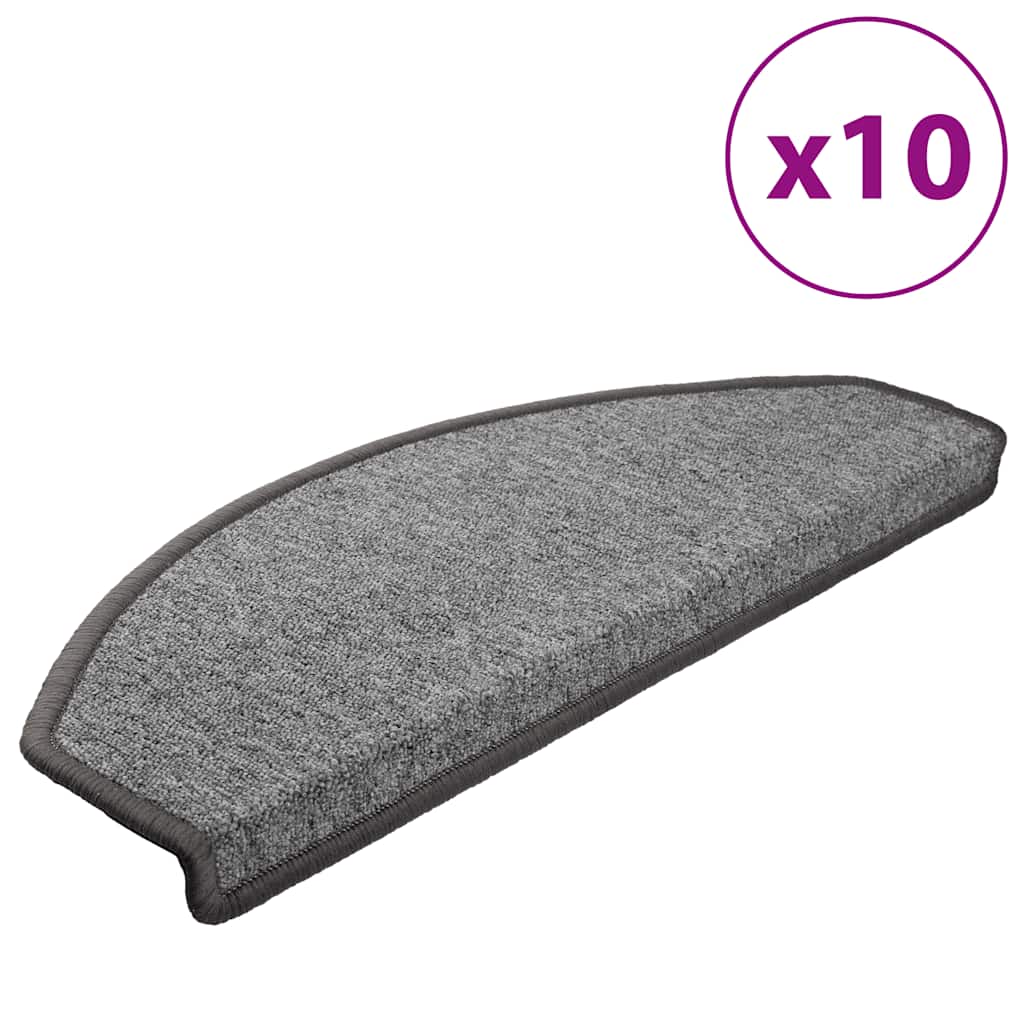 trappemåtter 10 stk. 65 x 24 x 4 cm mørkegrå halvrunde store