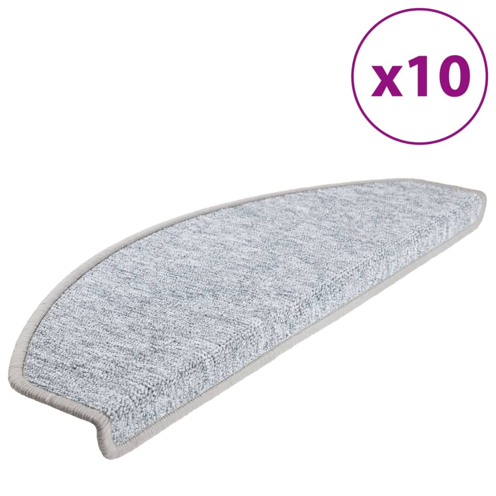 trappemåtter 10 stk. 65 x 24 x 4 cm lysegrå halvrunde store