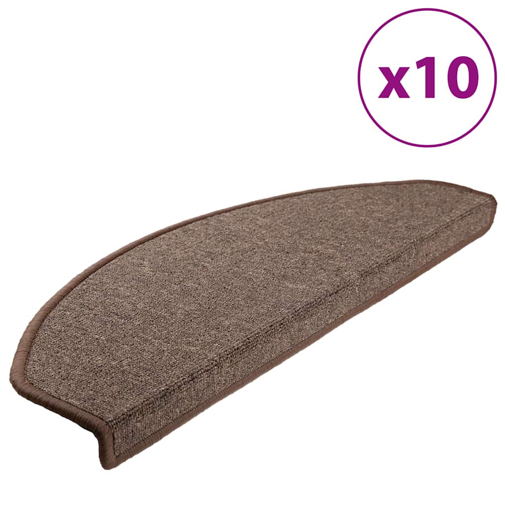trappemåtter 10 stk. 65 x 24 x 4 cm kaffebrune halvrund store