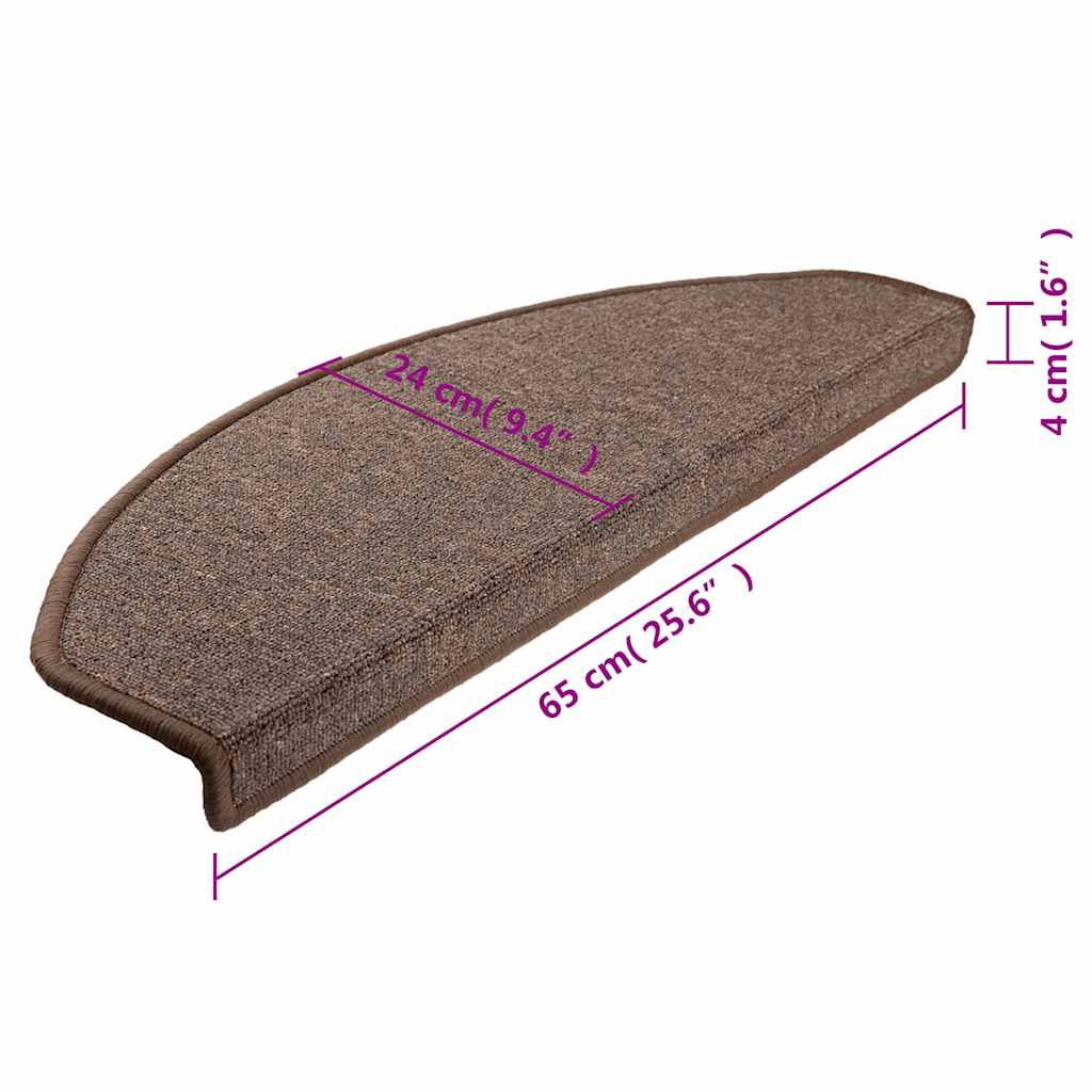 trappemåtter 10 stk. 65 x 24 x 4 cm kaffebrune halvrund store