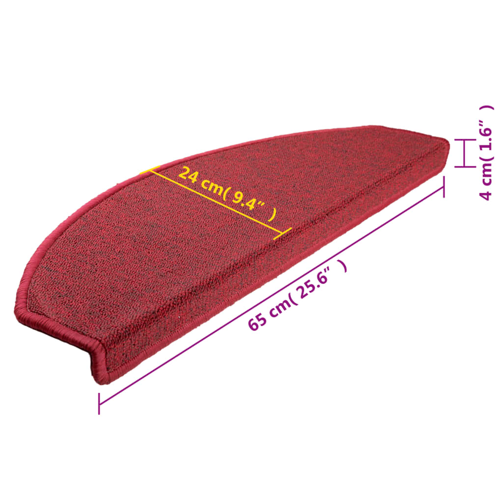 trappemåtter 10 stk. 65 x 24 x 4 cm rød halvrund store
