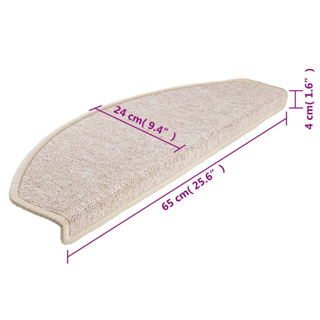 trappemåtter 10 stk. 65x24x4 cm taupe halvrund store
