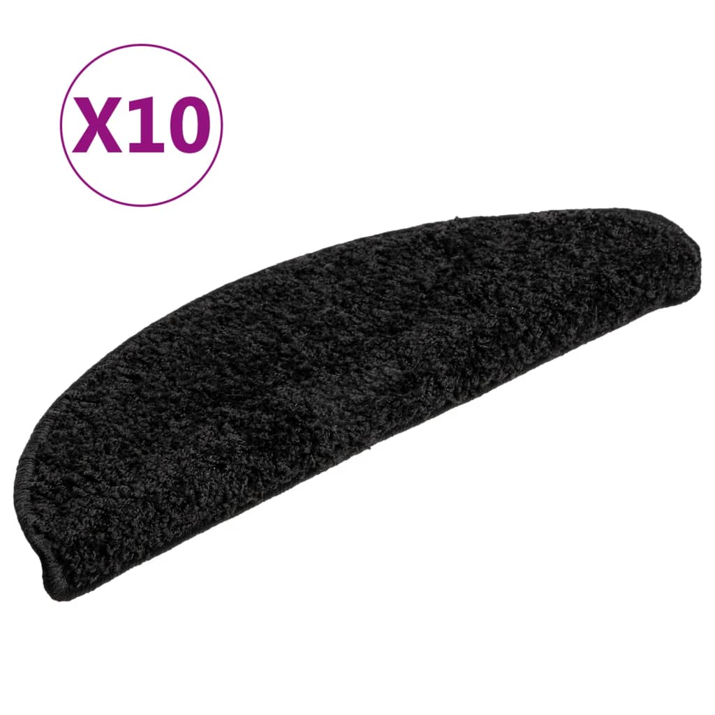 trappemåtter 10 stk. 56x17x3 cm sorte halvrunde
