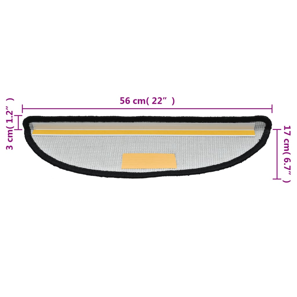trappemåtter 10 stk. 56x17x3 cm sorte halvrunde