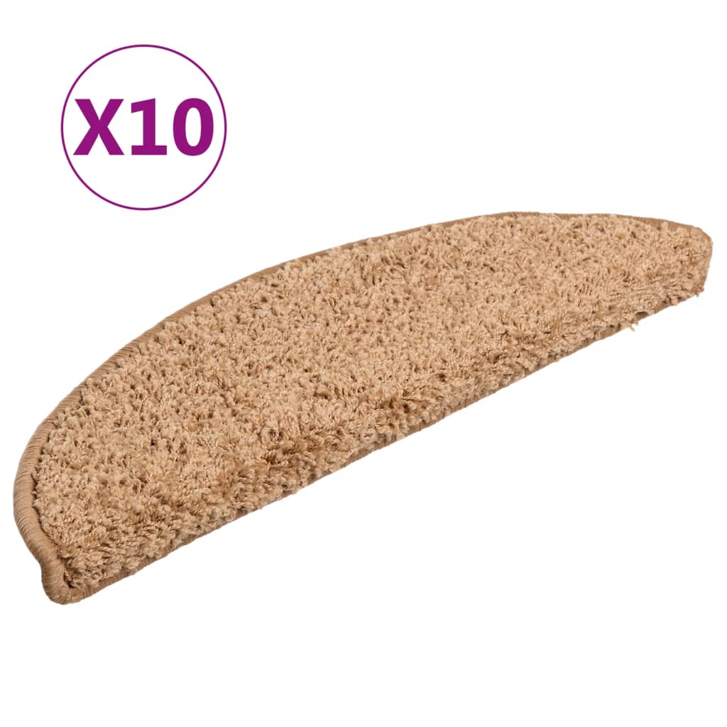 trappemåtter 10 stk. 56x17x3 cm beige halvrund