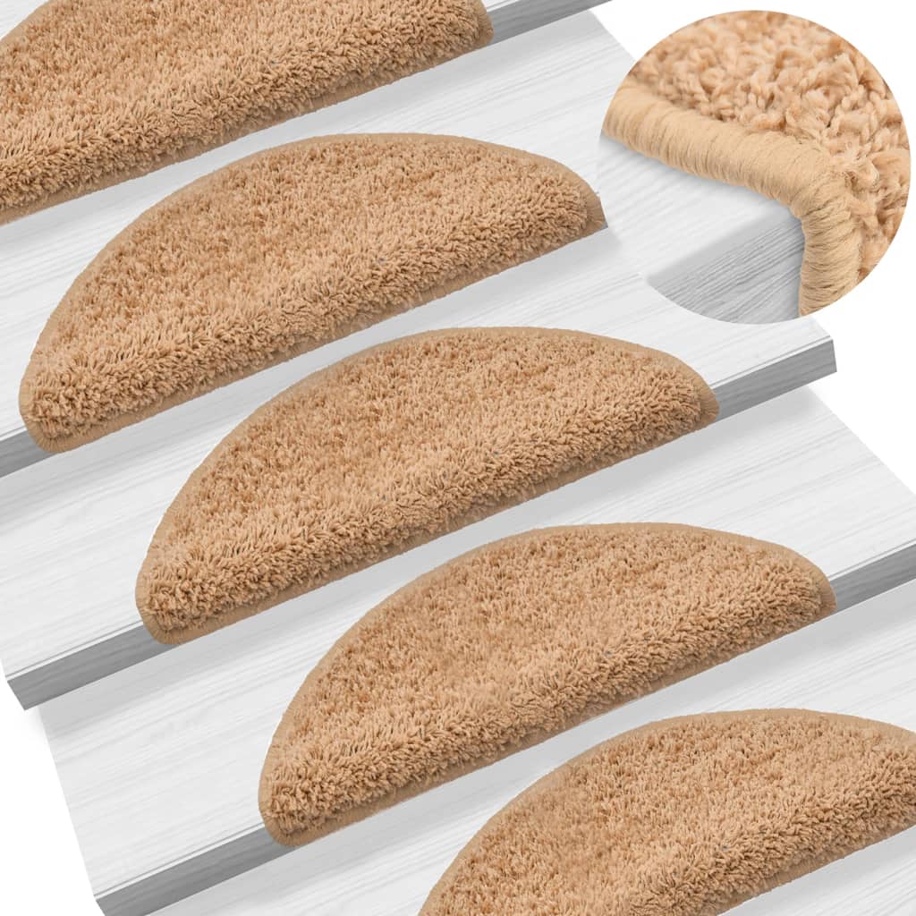 trappemåtter 10 stk. 56x17x3 cm beige halvrund