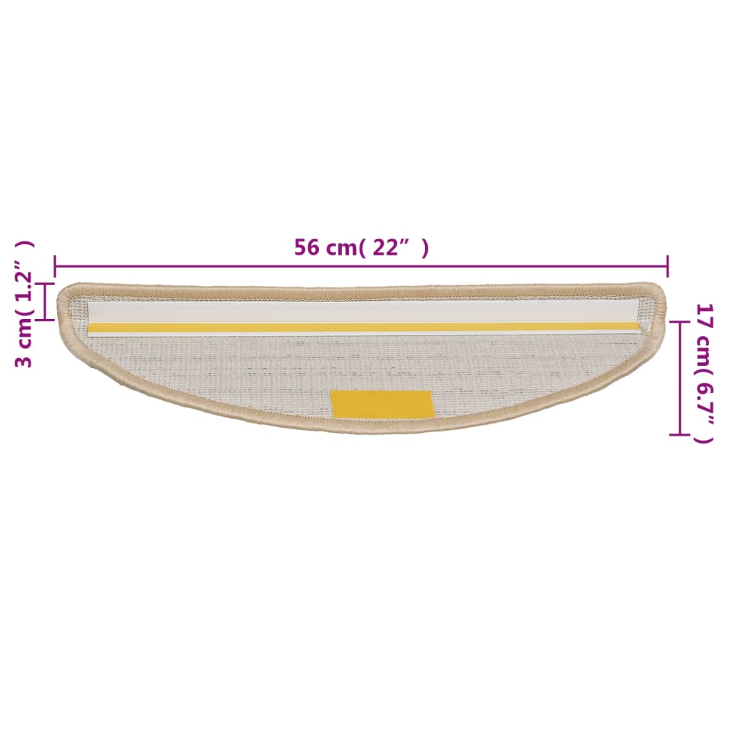trappemåtter 10 stk. 56x17x3 cm cremefarvede halvrund