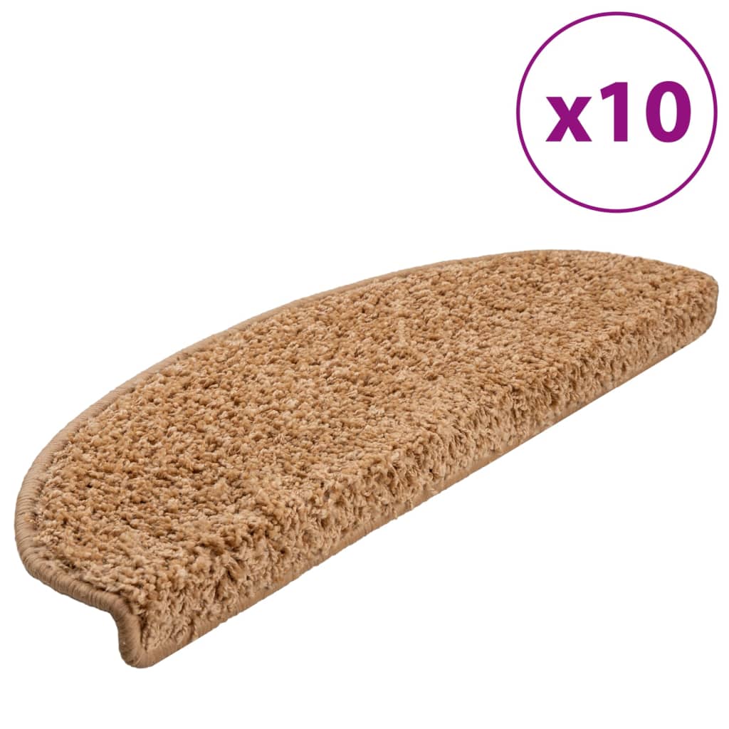 trappemåtter 10 stk. 65x21x4 cm beige halvrund store