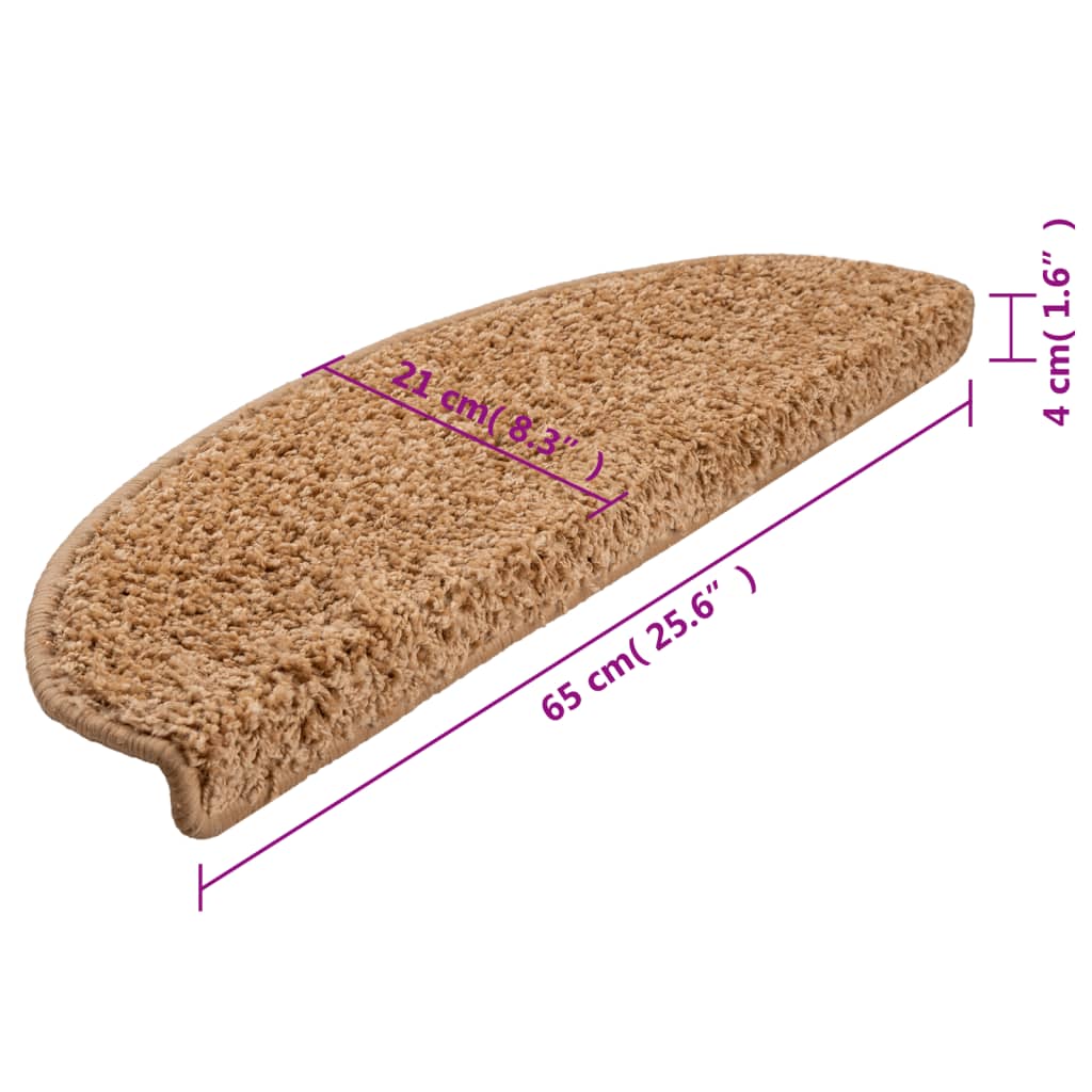 trappemåtter 10 stk. 65x21x4 cm beige halvrund store