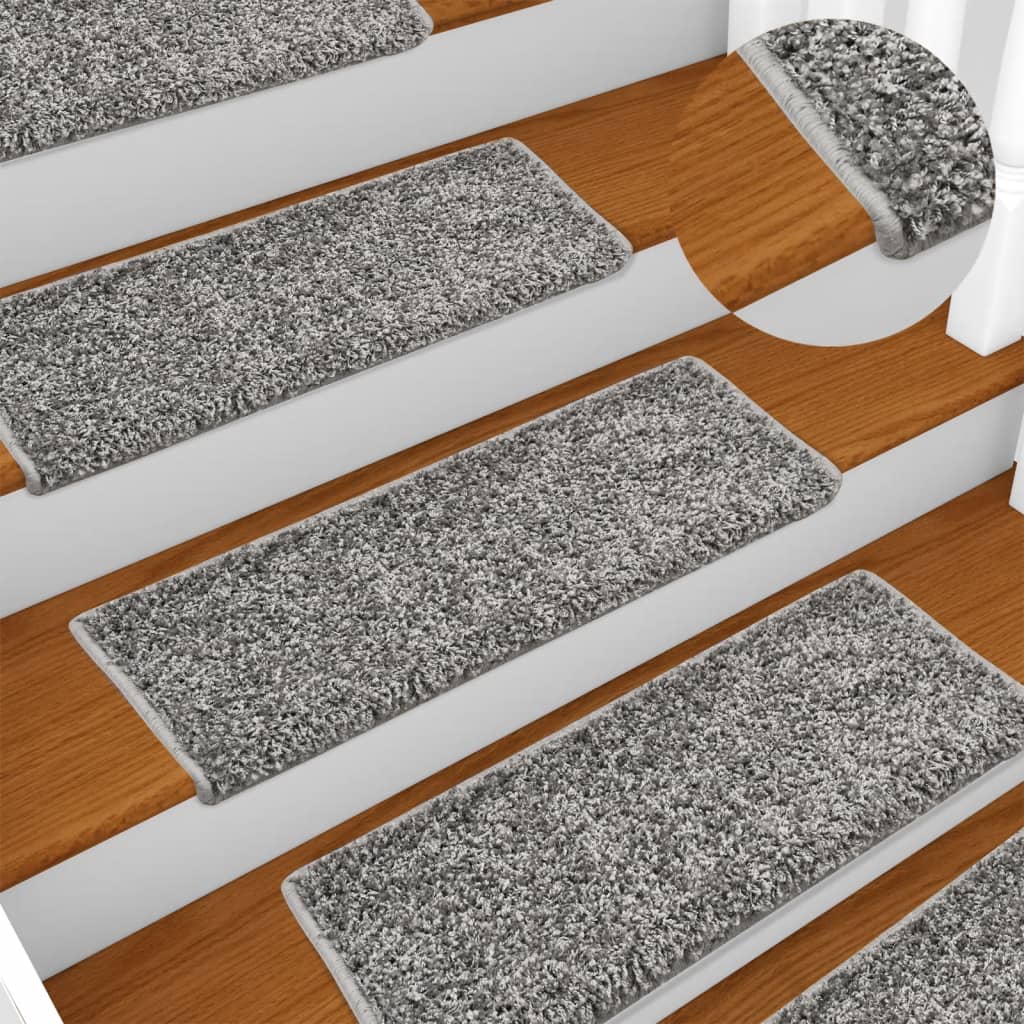 trappemåtter 10 stk. 65x21x4 cm grå rektangulær kant
