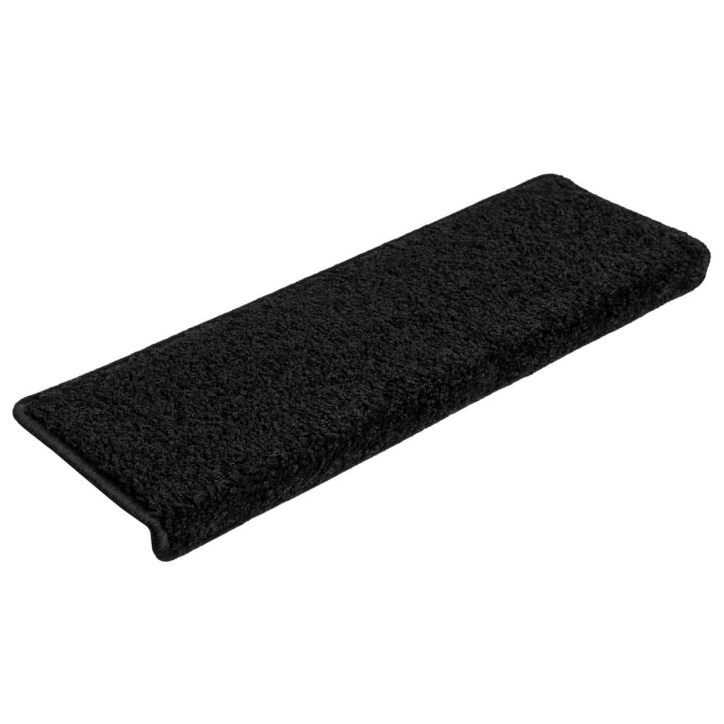 trappemåtter 10 stk. 65x21x4 cm sorte rektangulære kanter