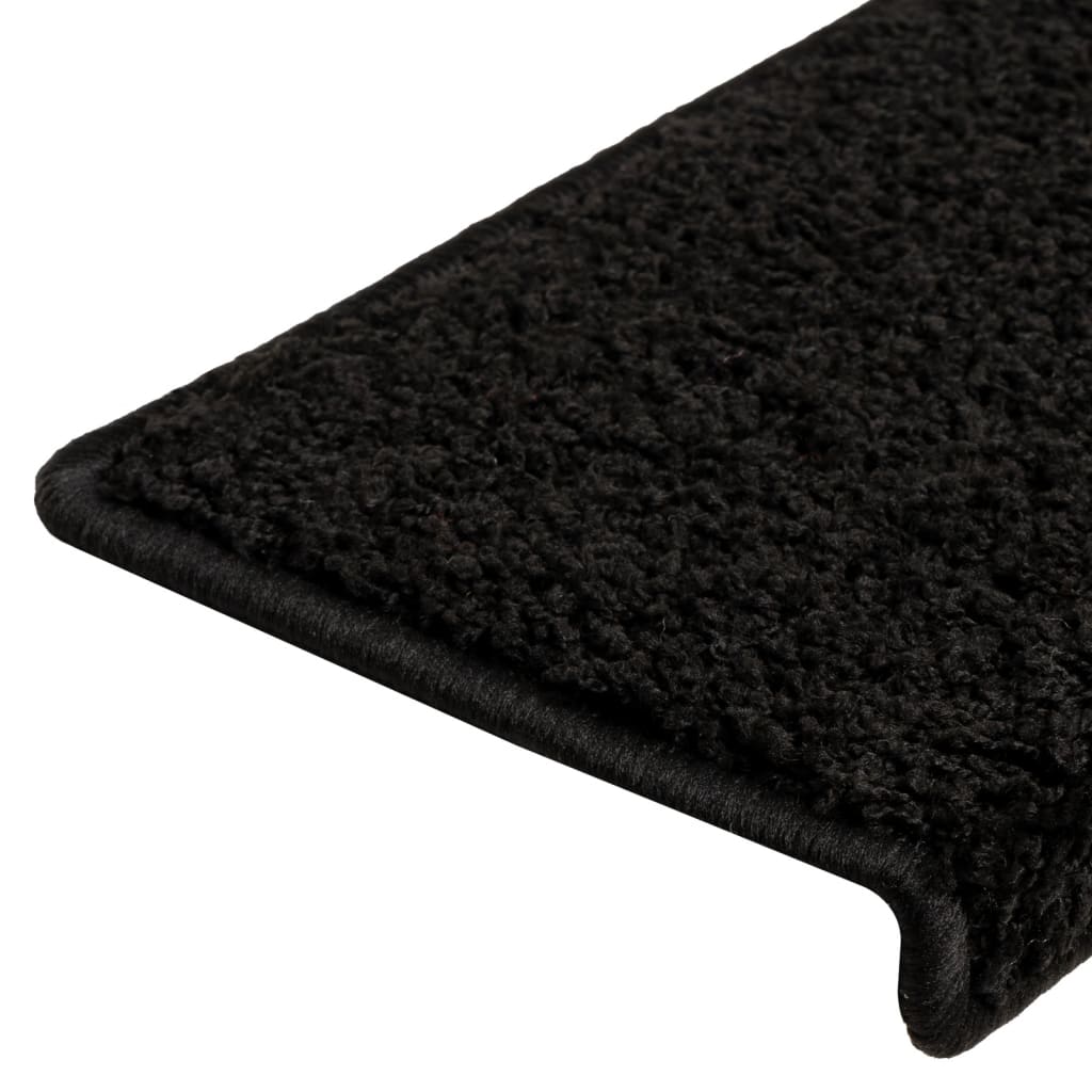trappemåtter 10 stk. 65x21x4 cm sorte rektangulære kanter