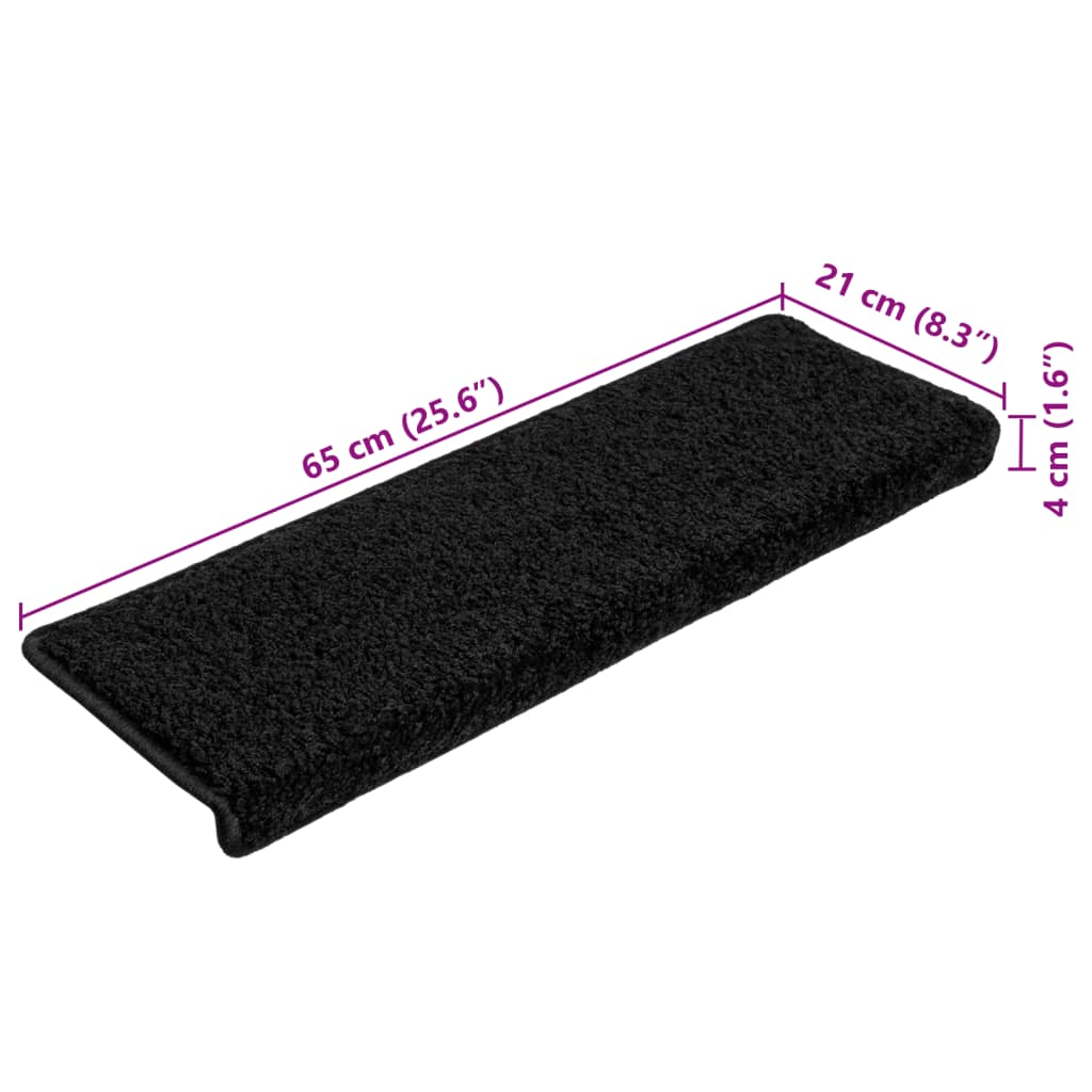 trappemåtter 10 stk. 65x21x4 cm sorte rektangulære kanter