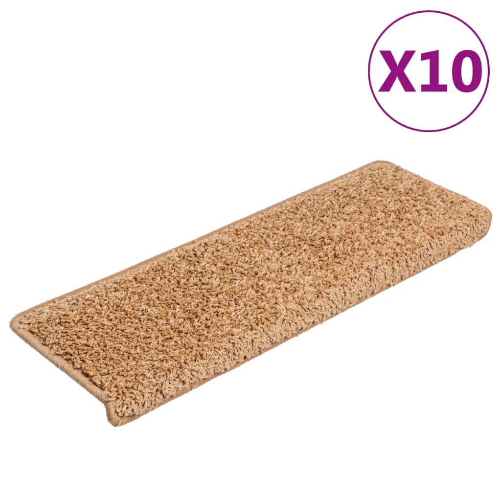 trappemåtter 10 stk. 65x21x4 cm beige rektangulær kant