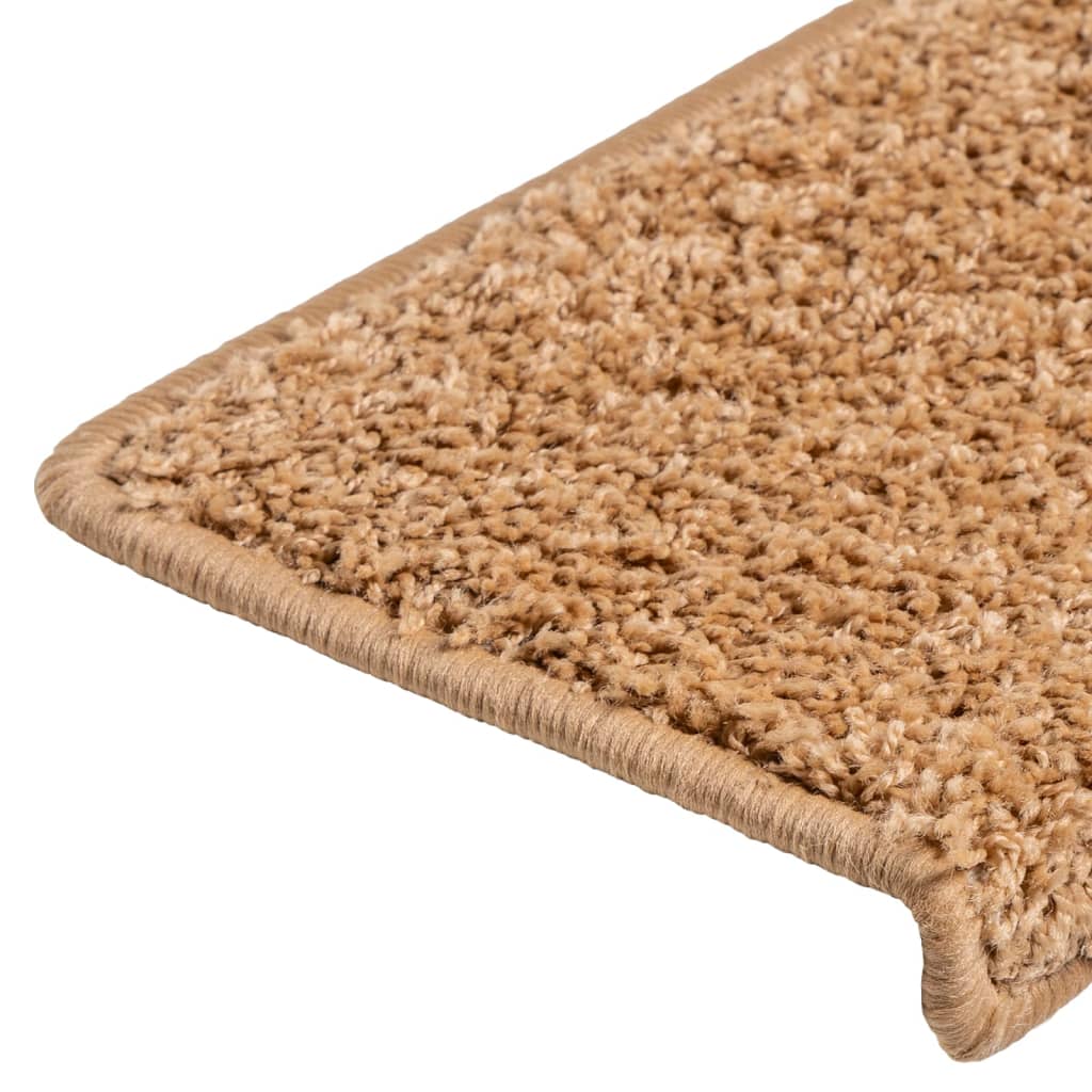 trappemåtter 10 stk. 65x21x4 cm beige rektangulær kant