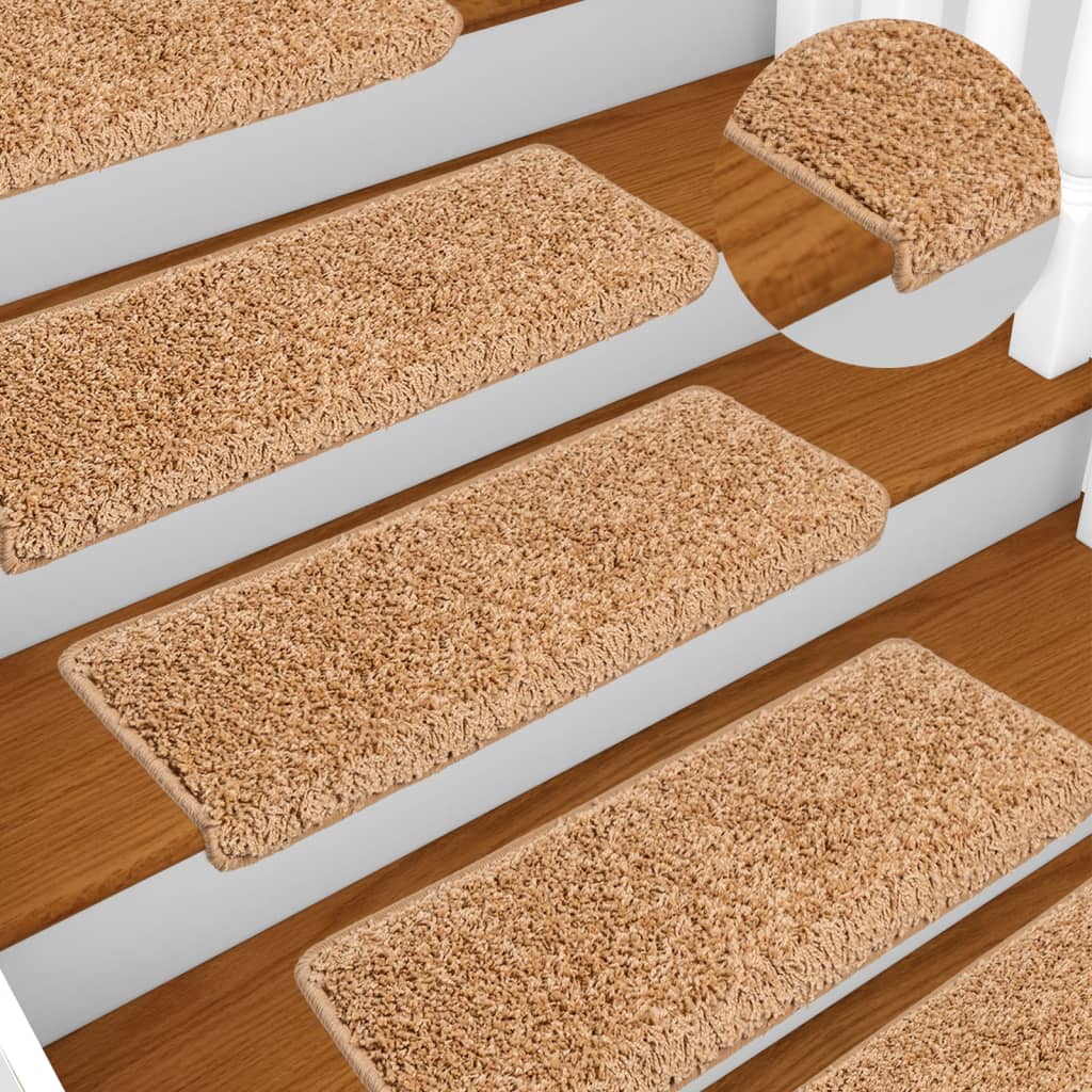 trappemåtter 10 stk. 65x21x4 cm beige rektangulær kant