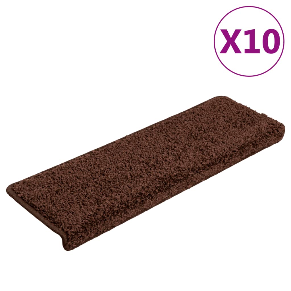 trappemåtter 10 stk. 65x21x4 cm brune rektangulære kanter