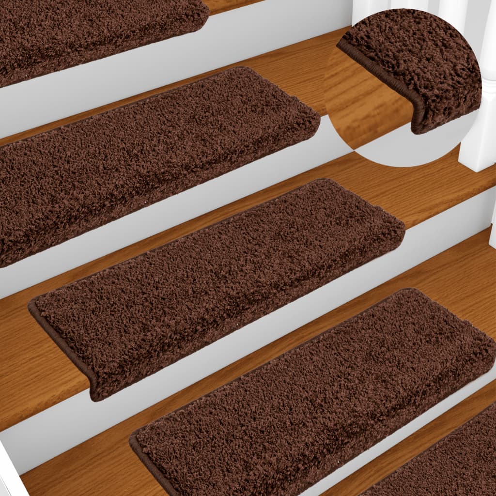 trappemåtter 10 stk. 65x21x4 cm brune rektangulære kanter