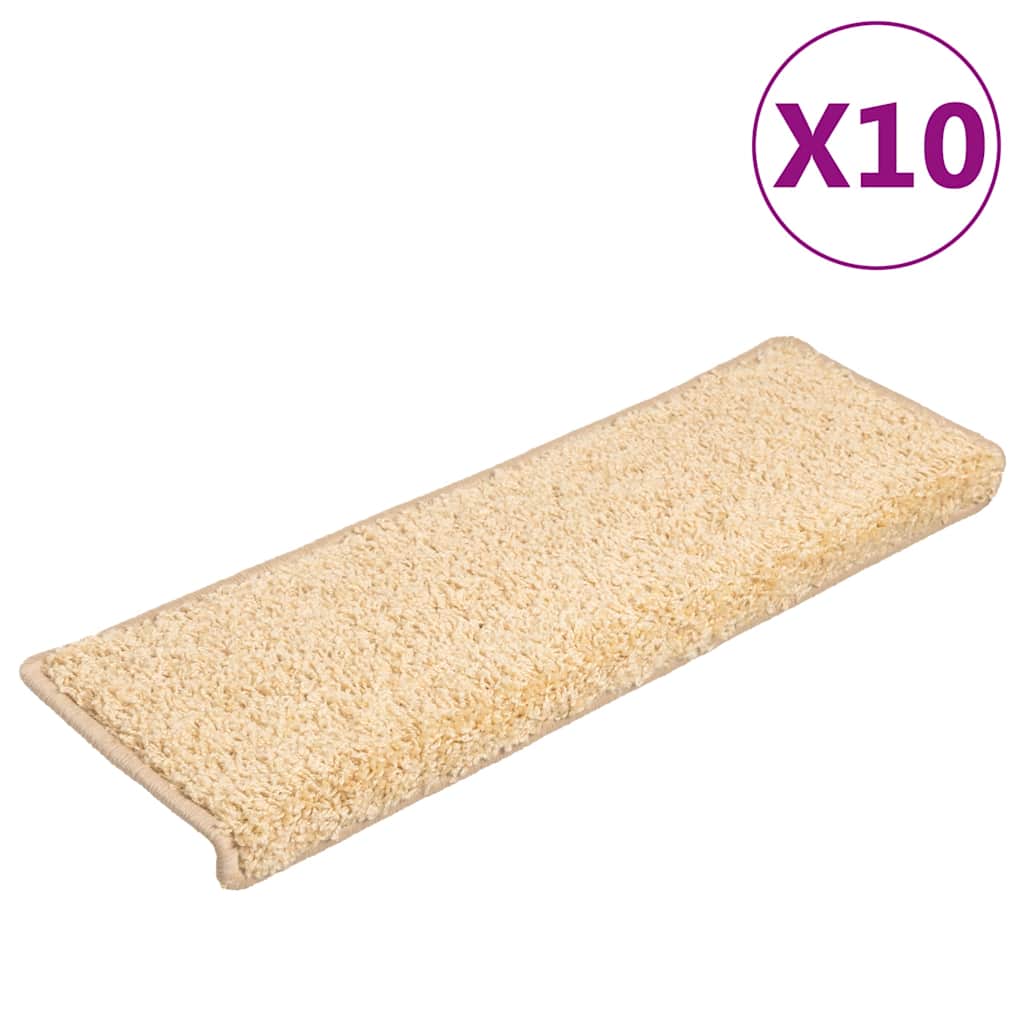 trappemåtter 10 stk. 65x21x4 cm cremefarvede rektangulære kanter
