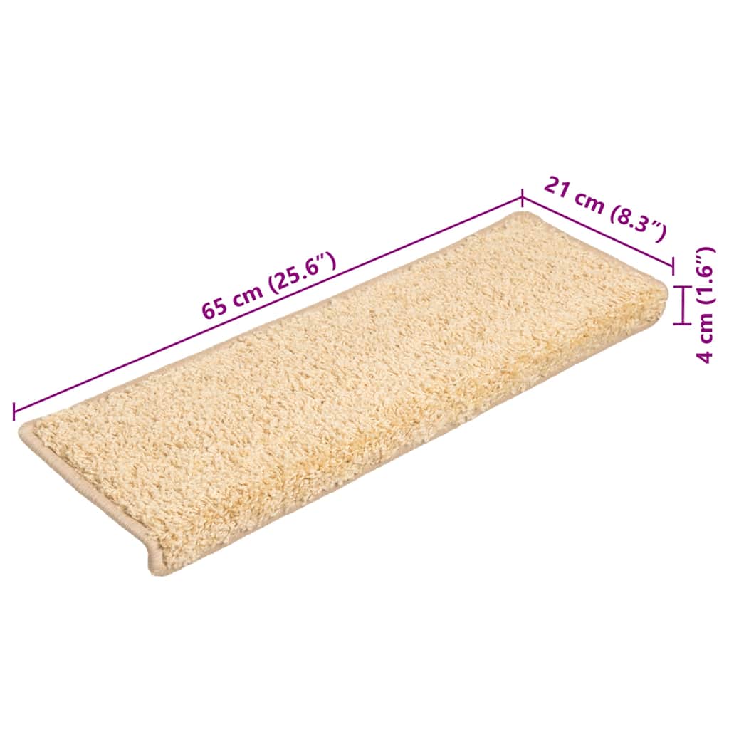 trappemåtter 10 stk. 65x21x4 cm cremefarvede rektangulære kanter