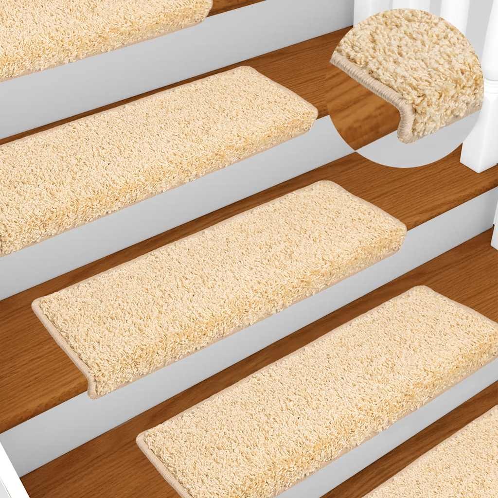 trappemåtter 10 stk. 65x21x4 cm cremefarvede rektangulære kanter