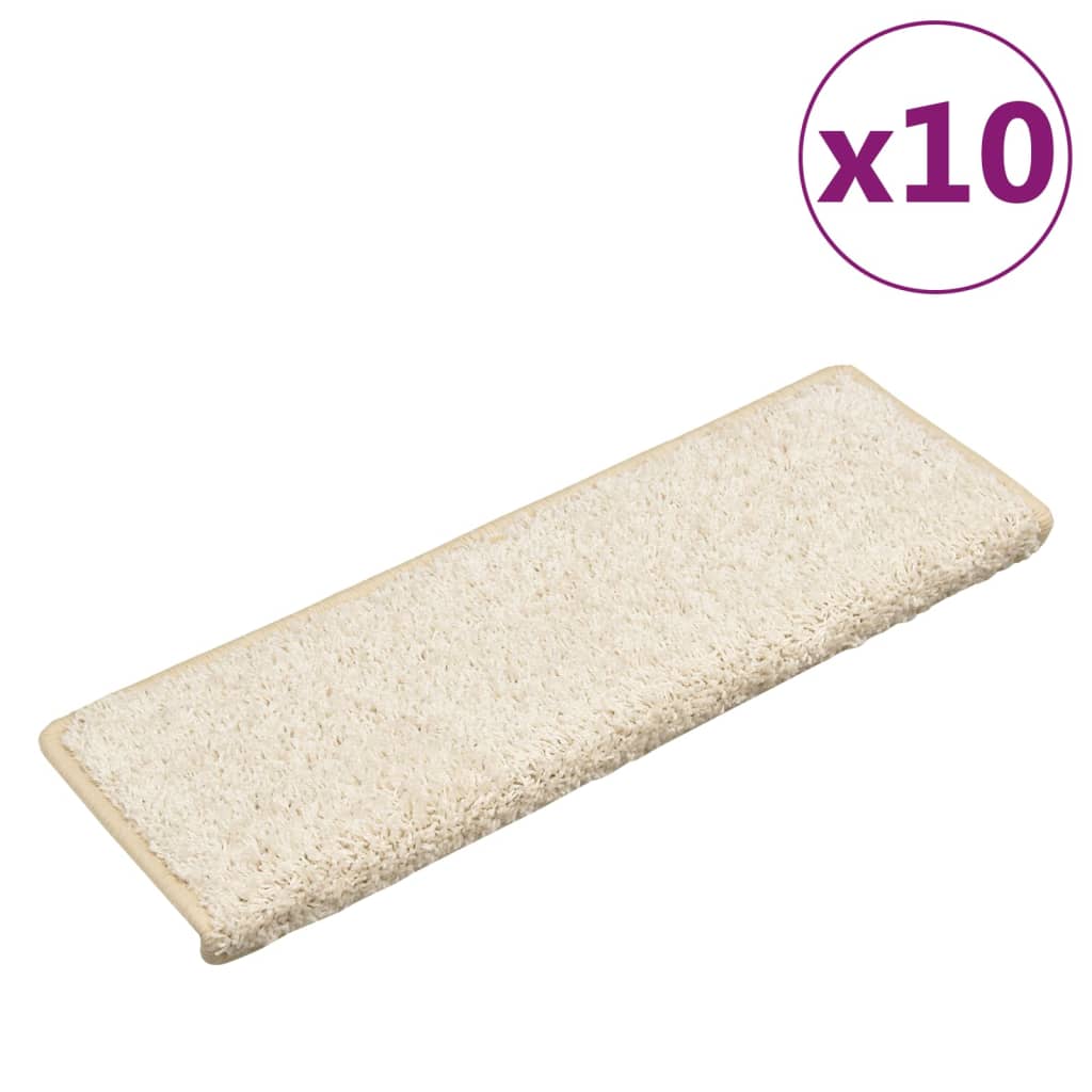 trappemåtter 10 stk. 65x21x4 cm hvide rektangulære kant