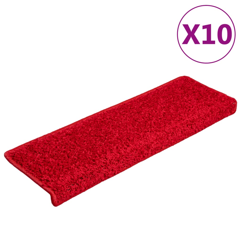 trappemåtter 10 stk. 65x21x4 cm røde rektangulære kanter