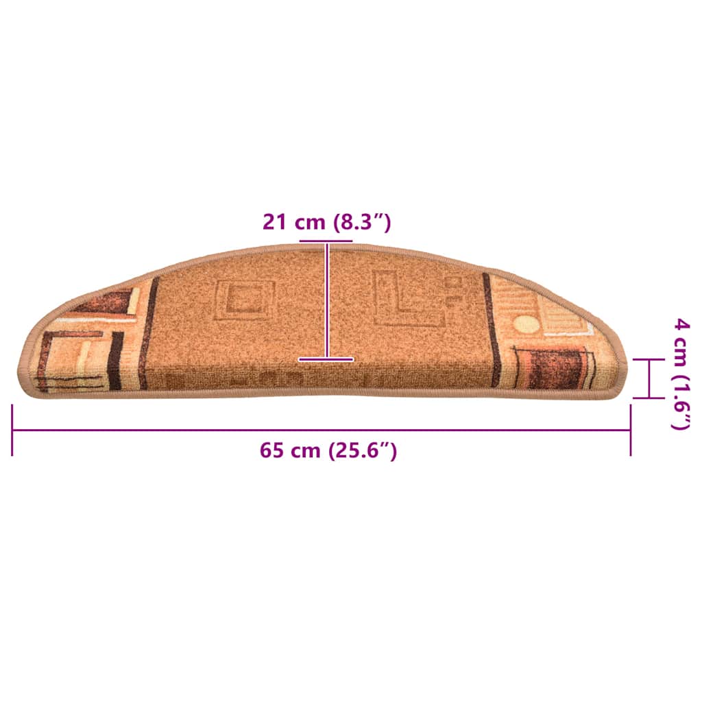 selvklæbende trappemåtter 5 stk. 65x21x4 cm beige