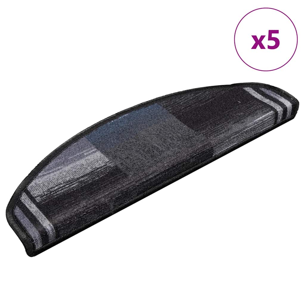 selvklæbende trappemåtter 5 stk. 65x21x4 cm sort og grå