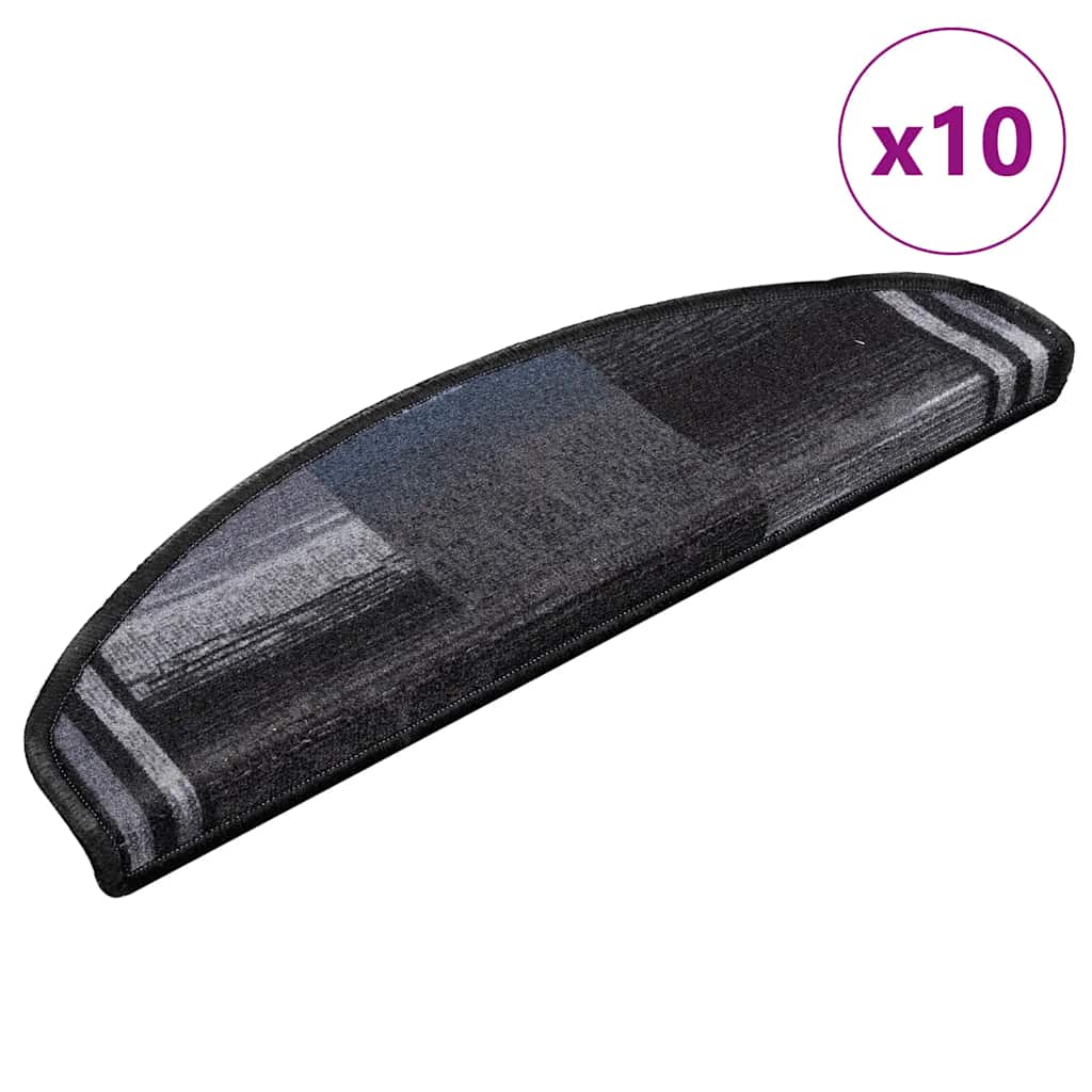 selvklæbende trappemåtter 10 stk. 65x21x4 cm sort og grå