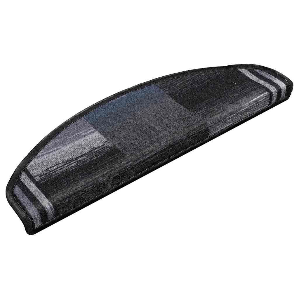 selvklæbende trappemåtter 10 stk. 65x21x4 cm sort og grå
