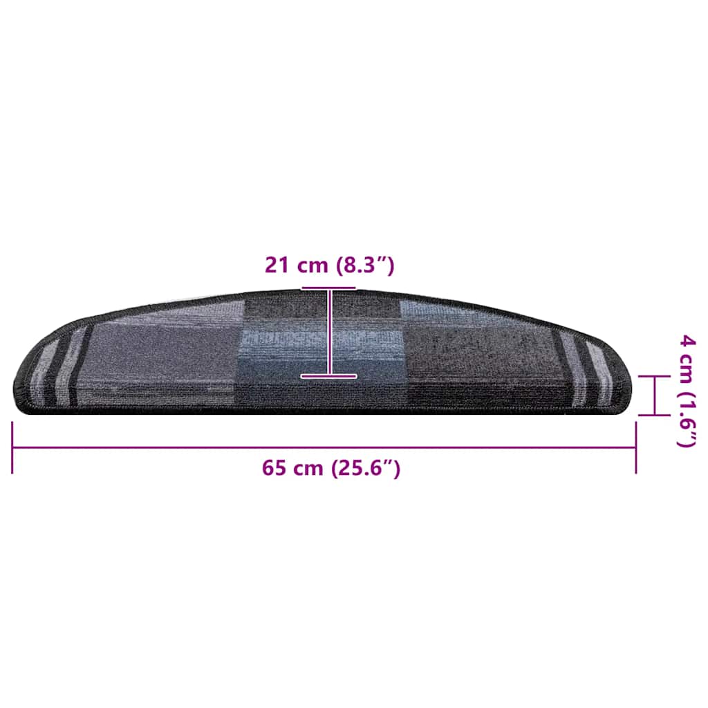 selvklæbende trappemåtter 10 stk. 65x21x4 cm sort og grå