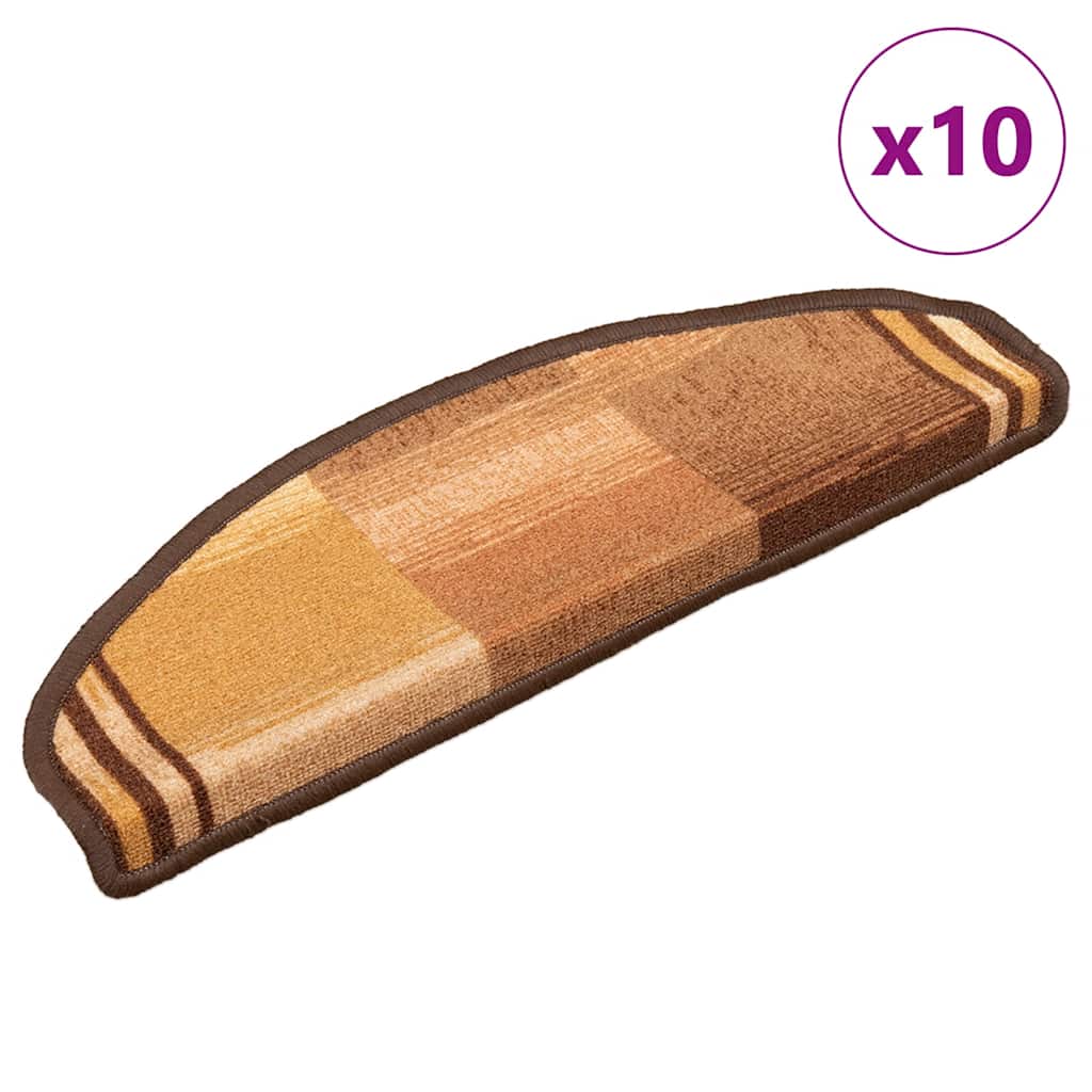 selvklæbende trappemåtter 10 stk. 65x21x4 cm brun