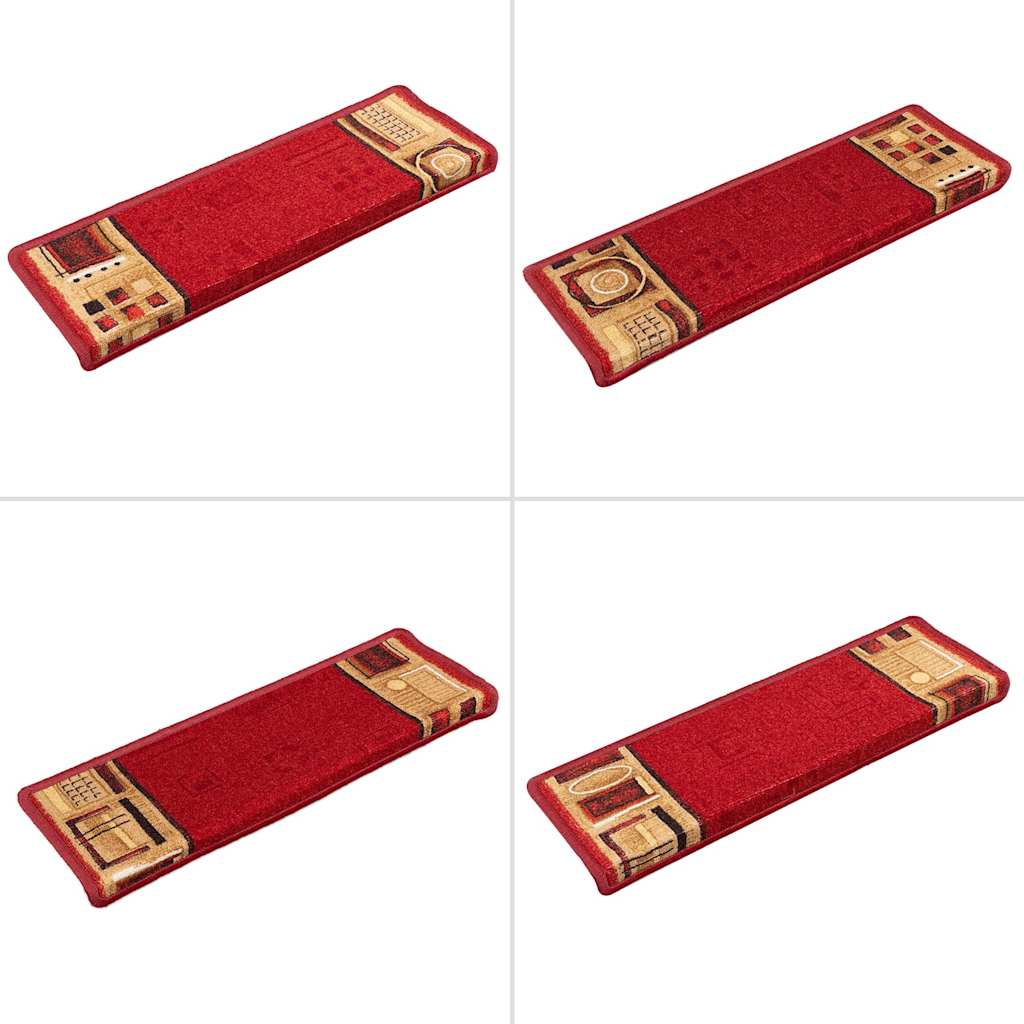 selvklæbende trappemåtter 5 stk. 65x21x4 cm rød
