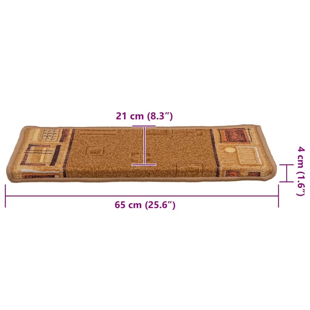 selvklæbende trappemåtter 5 stk. 65x21x4 cm beige