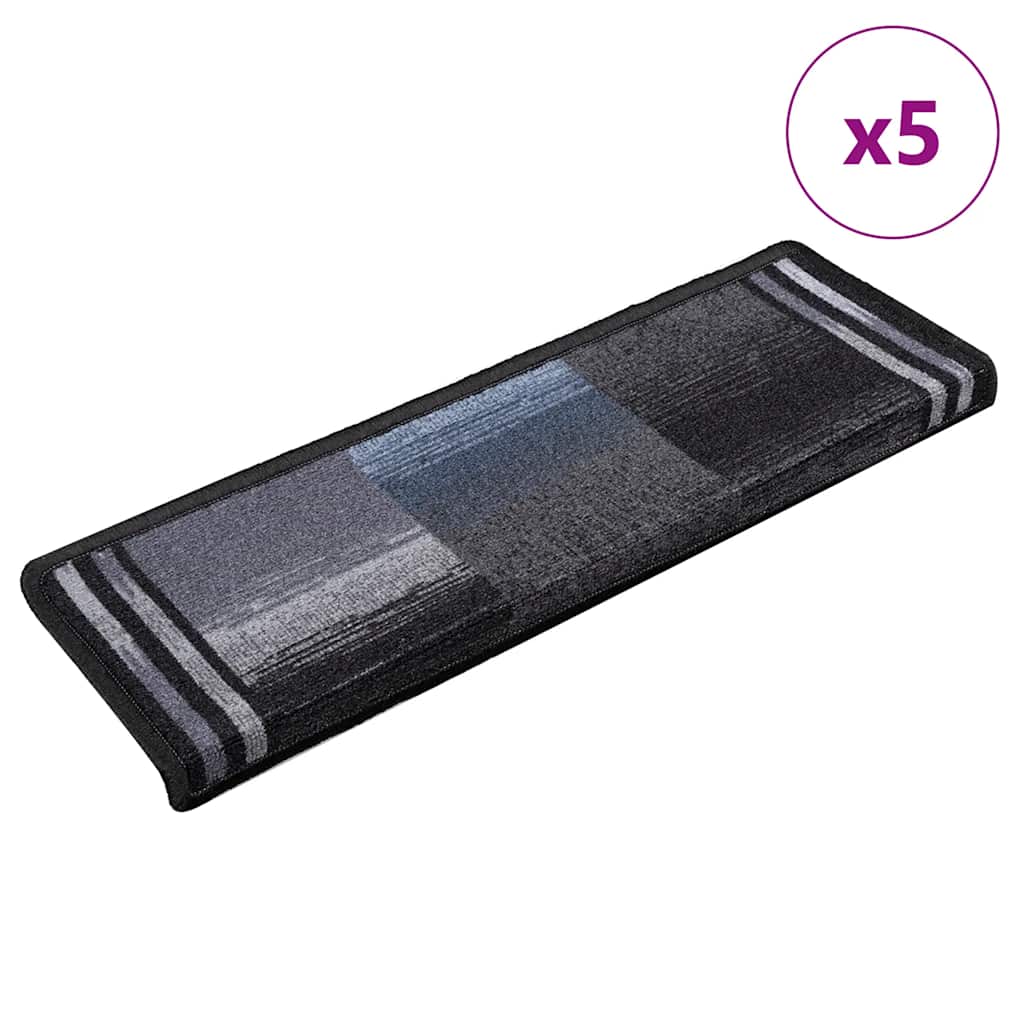 selvklæbende trappemåtter 5 stk. 65x21x4 cm sort og grå