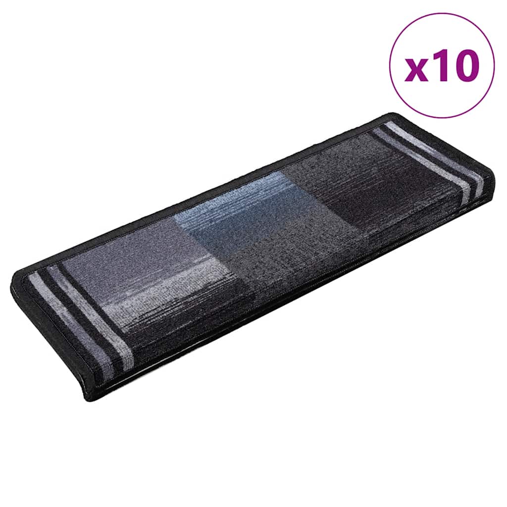 selvklæbende trappemåtter 10 stk. 65x21x4 cm sort og grå