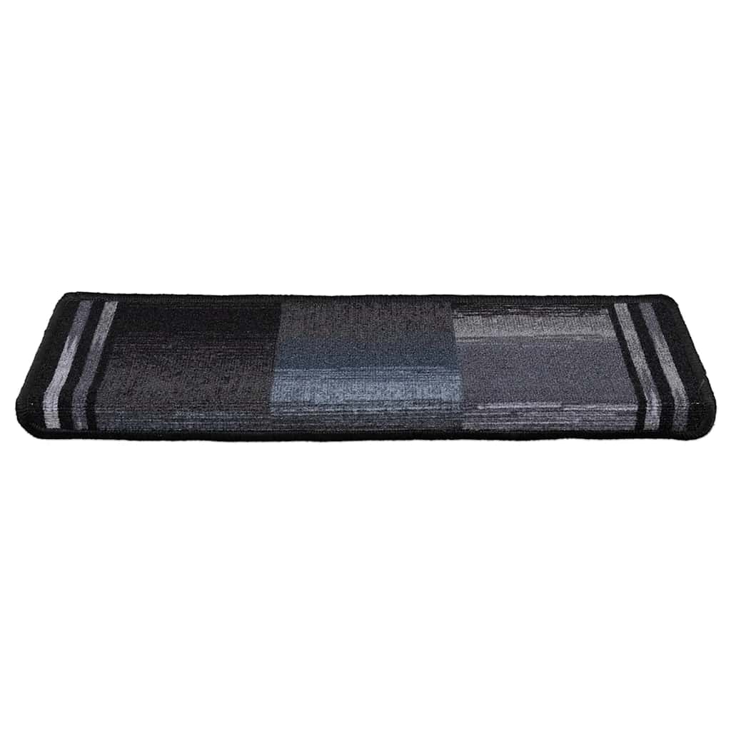 selvklæbende trappemåtter 10 stk. 65x21x4 cm sort og grå