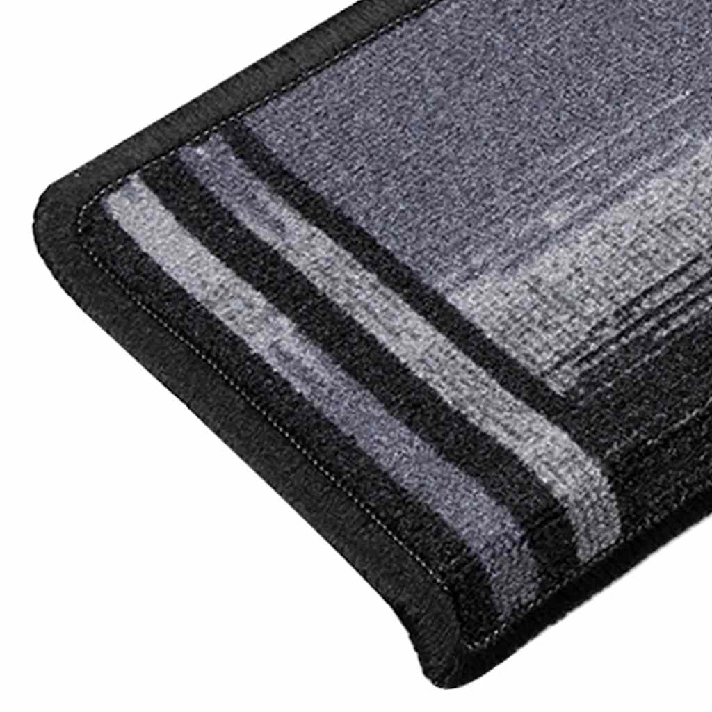 selvklæbende trappemåtter 10 stk. 65x21x4 cm sort og grå
