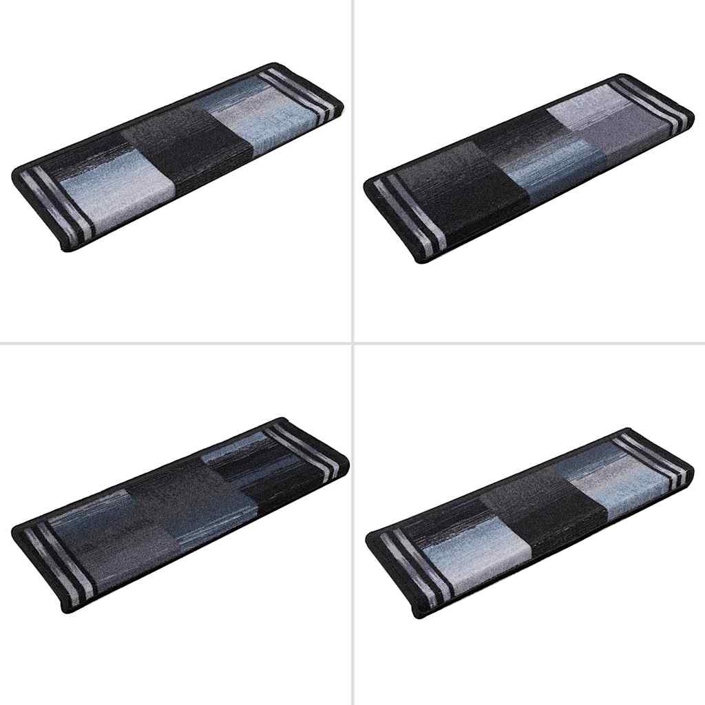 selvklæbende trappemåtter 10 stk. 65x21x4 cm sort og grå