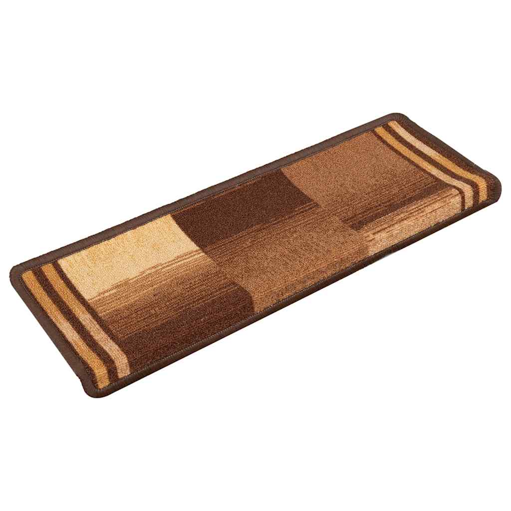 selvklæbende trappemåtter 10 stk. 65x21x4 cm brun