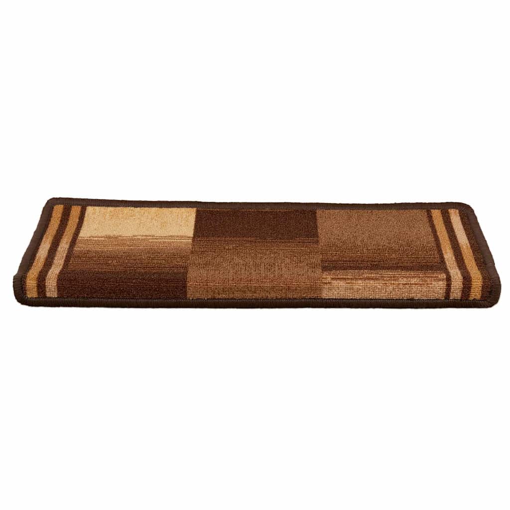 selvklæbende trappemåtter 10 stk. 65x21x4 cm brun