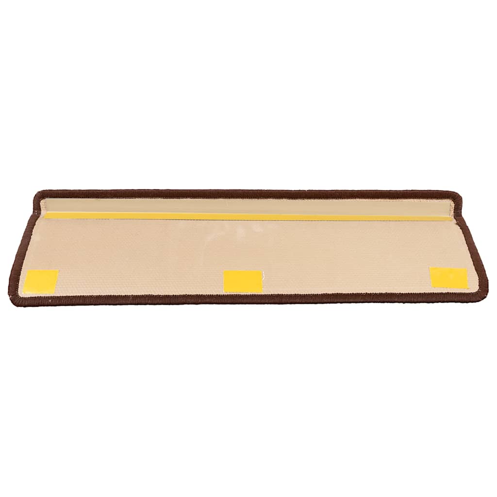 selvklæbende trappemåtter 10 stk. 65x21x4 cm brun
